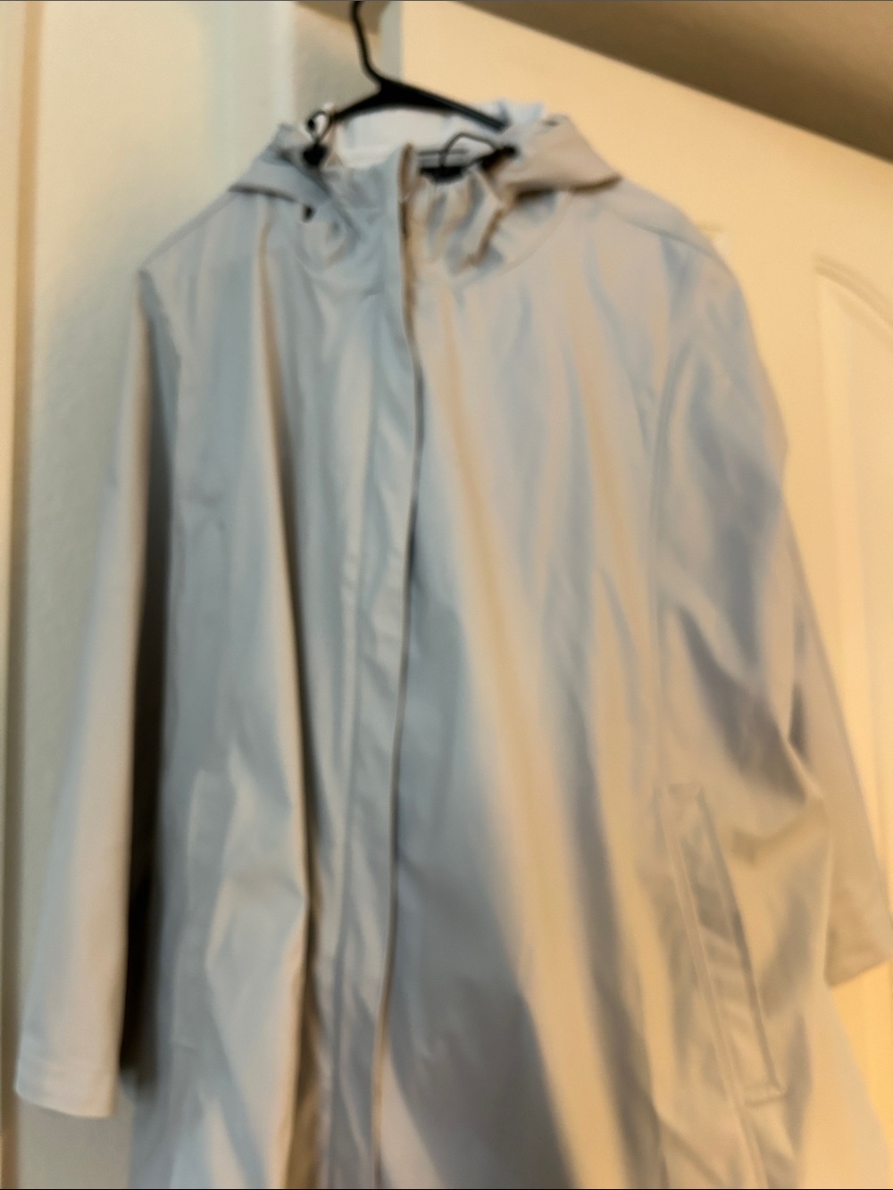 Light Gray Hooded Utility Jacket for Women raincoat cape.